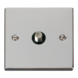 Scolmore Click Deco VPCH156BK Non-Isolated Single Satellite Outlet Polished Chrome Black Inserts