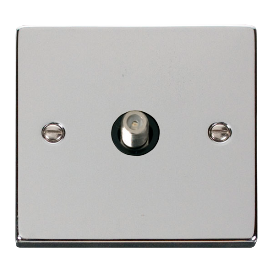 Scolmore Click Deco VPCH156BK Non-Isolated Single Satellite Outlet Polished Chrome Black Inserts