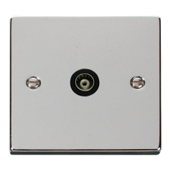 Scolmore Click Deco VPCH158BK Single Isolated Coaxial Outlet Polished Chrome Black Inserts