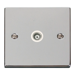 Scolmore Click Deco VPCH158WH Single Isolated Coaxial Outlet Polished Chrome White Inserts