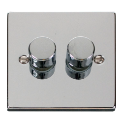 Scolmore Click Deco VPCH162 2 Gang 2 Way 100W Dimmer Switch Polished Chrome