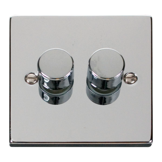 Scolmore Click Deco VPCH162 2 Gang 2 Way 100W Dimmer Switch Polished Chrome