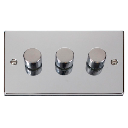 Scolmore Click Deco VPCH163 3 Gang 2 Way 100W Dimmer Switch Polished Chrome