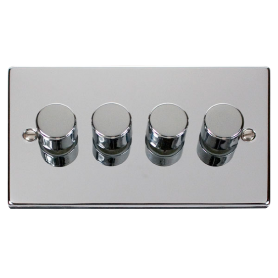 Scolmore Click Deco VPCH164 4 Gang 2 Way 100W Dimmer Switch Polished Chrome