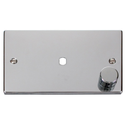Scolmore Click Deco VPCH185BK 1 Gang Unfurnished Dimmer Plate & Knob (1000W Max) - 1 Aperture Polished Chrome Black Inserts