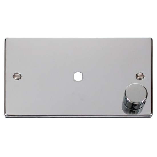 Scolmore Click Deco VPCH185BK 1 Gang Unfurnished Dimmer Plate & Knob (1000W Max) - 1 Aperture Polished Chrome Black Inserts