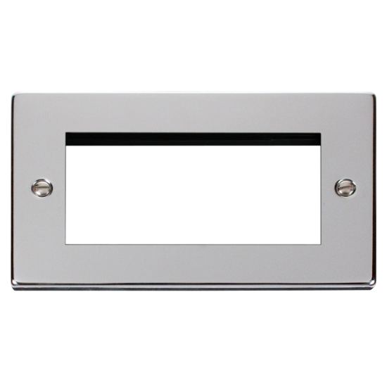 Scolmore Click Deco VPCH312 2 Gang New Media Unfurnished Plate - 4 Apertures Polished Chrome