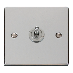 Scolmore Click Deco VPCH421 10Amp 1 Gang 2 Way Toggle Plate Switch Polished Chrome