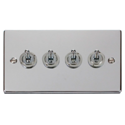 Scolmore Click Deco VPCH424 10Amp 4 Gang 2 Way Toggle Plate Switch Polished Chrome