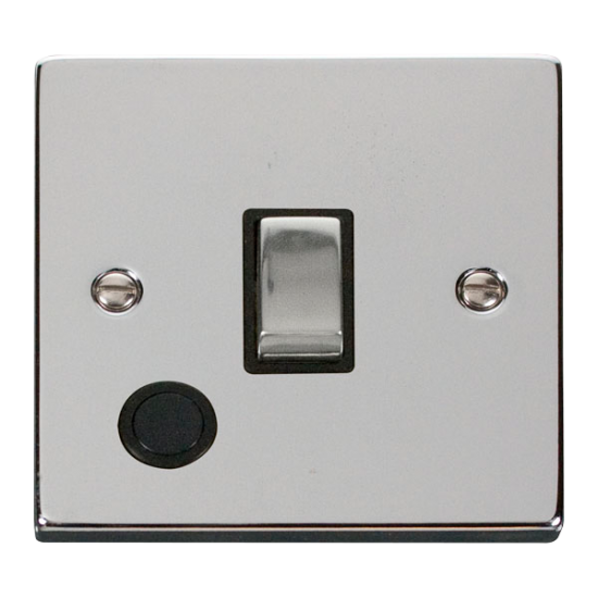 Scolmore Click Deco VPCH522BK20A DP Plate Switch With Optional Flex Outlet Polished Chrome Black Inserts