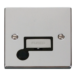 Scolmore Click Deco VPCH550BK 13A Fused Connection Unit With Optional Flex Outlet Polished Chrome Black Inserts