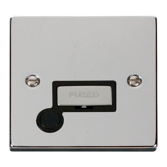 Scolmore Click Deco VPCH550BK 13A Fused Connection Unit With Optional Flex Outlet Polished Chrome Black Inserts