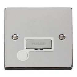 Scolmore Click Deco VPCH550WH 13A Fused Connection Unit With Optional Flex Outlet Polished Chrome White Inserts