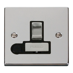 Scolmore Click Deco VPCH511BK 13A DP Switched Fused Connection Unit With Optional Flex Outlet Polished Chrome Black Inserts