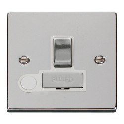Scolmore Click Deco VPCH551WH 13A DP Switched Fused Connection Unit With Optional Flex Outlet Polished Chrome White Inserts