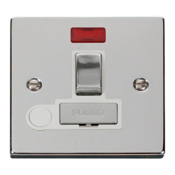 Scolmore Click Deco VPCH552WH 13A DP Switched Fused Connection Unit With Neon & Optional Flex Outlet Polished Chrome White Inserts