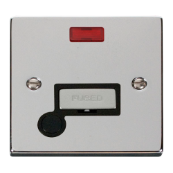 Scolmore Click Deco VPCH553BK 13A Fused Connection Unit With Neon & Optional Flex Outlet Polished Chrome Black Inserts