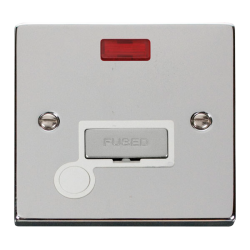 Scolmore Click Deco VPCH553WH 13A Fused Connection Unit With Neon & Optional Flex Outlet Polished Chrome White Inserts