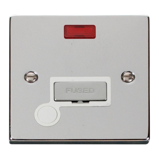 Scolmore Click Deco VPCH553WH 13A Fused Connection Unit With Neon & Optional Flex Outlet Polished Chrome White Inserts