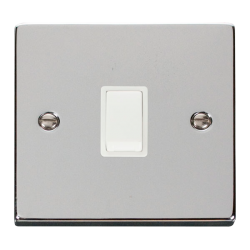 Scolmore Click Deco VPCH622WH 20A DP Plate Switch Polished Chrome White Inserts