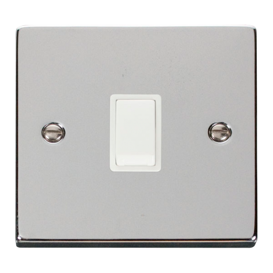 Scolmore Click Deco VPCH622WH 20A DP Plate Switch Polished Chrome White Inserts