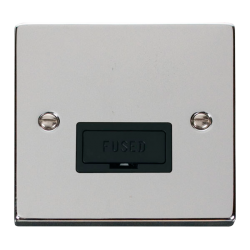 Scolmore Click Deco VPCH053BK 13A Fused Connection Unit Polished Chrome Black Inserts