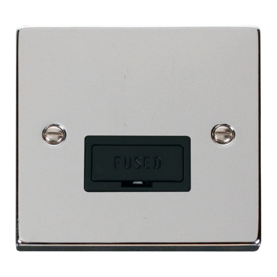 Scolmore Click Deco VPCH053BK 13A Fused Connection Unit Polished Chrome Black Inserts