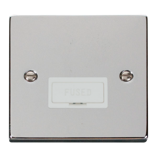 Scolmore Click Deco VPCH650WH 13A Fused Connection Unit Polished Chrome White Inserts