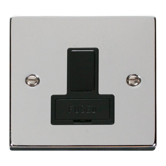 Scolmore Click Deco VPCH651BK 13A DP Switched Fused Connection Unit Polished Chrome Black Inserts