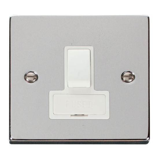 Scolmore Click Deco VPCH651WH 13A DP Switched Fused Connection Unit Polished Chrome White Inserts