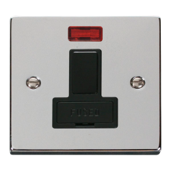  Scolmore Click Deco VPCH652BK 13A DP Switched Fused Connection Unit With Neon Polished Chrome Black Inserts