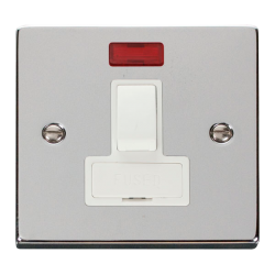 Scolmore Click Deco VPCH652WH 13A DP Switched Fused Connection Unit With Neon Polished Chrome White Inserts