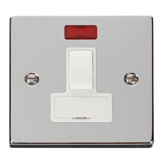 Scolmore Click Deco VPCH652WH 13A DP Switched Fused Connection Unit With Neon Polished Chrome White Inserts