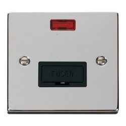 Scolmore Click Deco VPCH653BK 13A Fused Connection Unit With Neon Polished Chrome Black Inserts