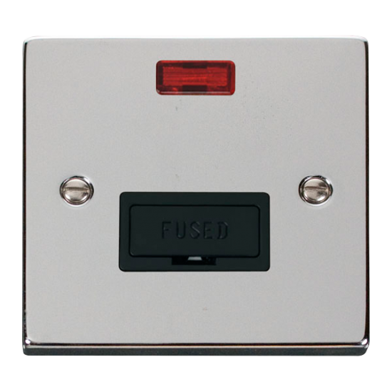 Scolmore Click Deco VPCH653BK 13A Fused Connection Unit With Neon Polished Chrome Black Inserts