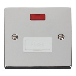 Scolmore Click Deco VPCH653WH 13A Fused Connection Unit With Neon Polished Chrome White Inserts
