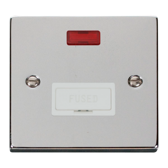 Scolmore Click Deco VPCH653WH 13A Fused Connection Unit With Neon Polished Chrome White Inserts