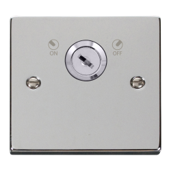 Scolmore Click Deco VPCH660 20A DP 1 Gang Plate Key Lockable Switch Polished Chrome