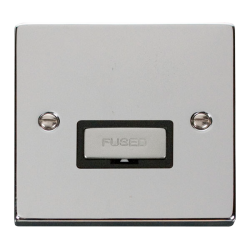 Scolmore Click Deco VPCH723BK 13A Fused Connection Unit Polished Chrome Black Inserts
