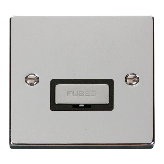 Scolmore Click Deco VPCH723BK 13A Fused Connection Unit Polished Chrome Black Inserts
