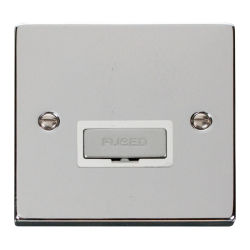 Scolmore Click Deco VPCH750WH 13A Fused Connection Unit Polished Chrome White Inserts
