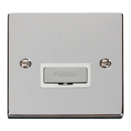 Scolmore Click Deco VPCH750WH 13A Fused Connection Unit Polished Chrome White Inserts