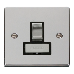 Scolmore Click Deco VPCH751BK 13A DP Switched Fused Connection Unit Polished Chrome Black Inserts