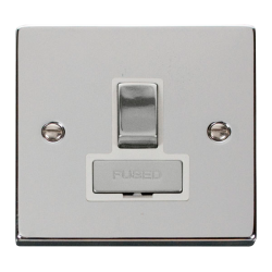 Scolmore Click Deco VPCH751WH 13A DP Switched Fused Connection Unit Polished Chrome White Inserts