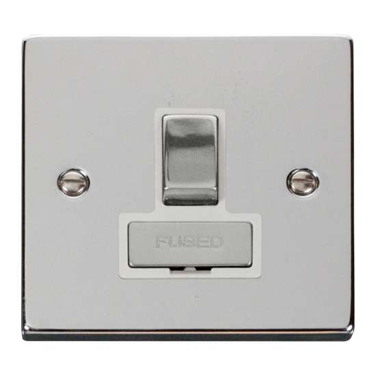 Scolmore Click Deco VPCH751WH 13A DP Switched Fused Connection Unit Polished Chrome White Inserts
