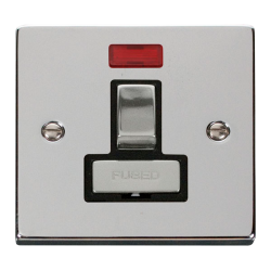 Scolmore Click Deco VPCH053BK 13A DP Switched Fused Connection Unit With Neon Polished Chrome Black Inserts