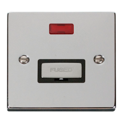 Scolmore Click Deco VPCH753BK 13A Fused Connection Unit With Neon Polished Chrome Black Inserts