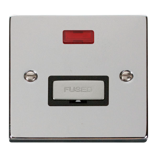 Scolmore Click Deco VPCH753BK 13A Fused Connection Unit With Neon Polished Chrome Black Inserts