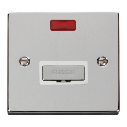 Scolmore Click Deco VPCH753WH 13A Fused Connection Unit With Neon Polished Chrome White Inserts