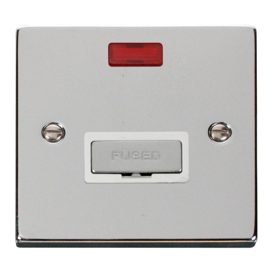 Scolmore Click Deco VPCH753WH 13A Fused Connection Unit With Neon Polished Chrome White Inserts